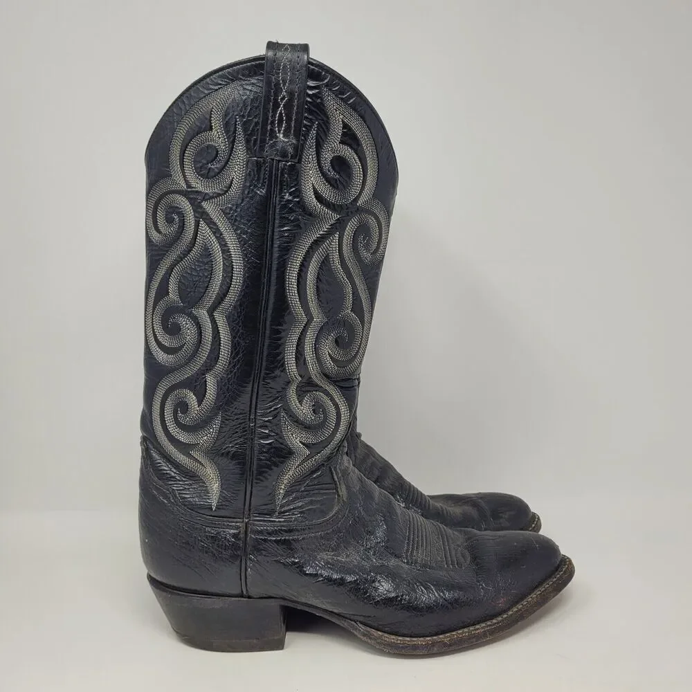 Tony Lama Boots Mens 8.5D Black Leather Western Cowboy Rodeo 8410 - Picture 2 of 11